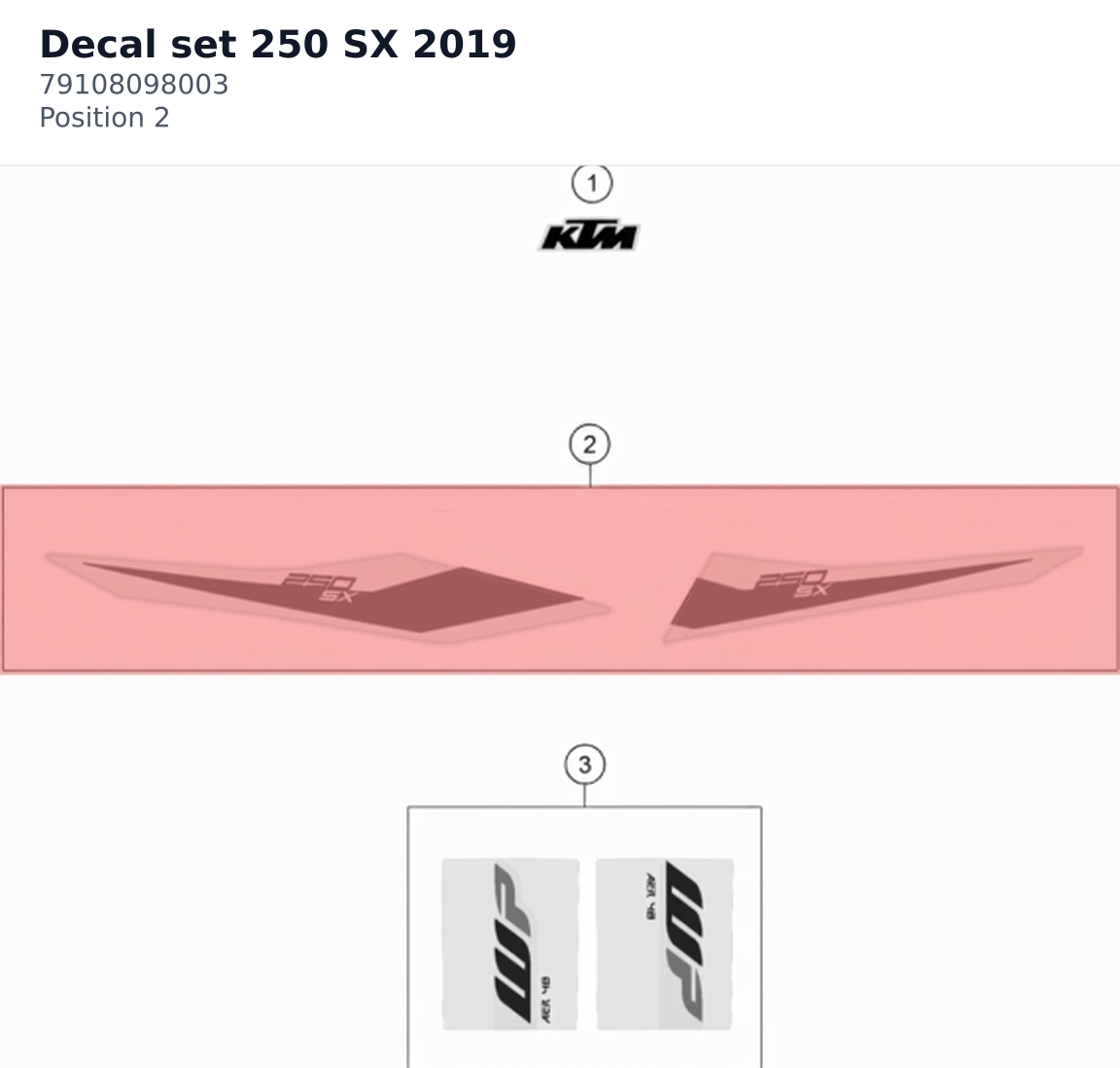 Diagram preview: Decal set 250 SX 2019 (79108098003)