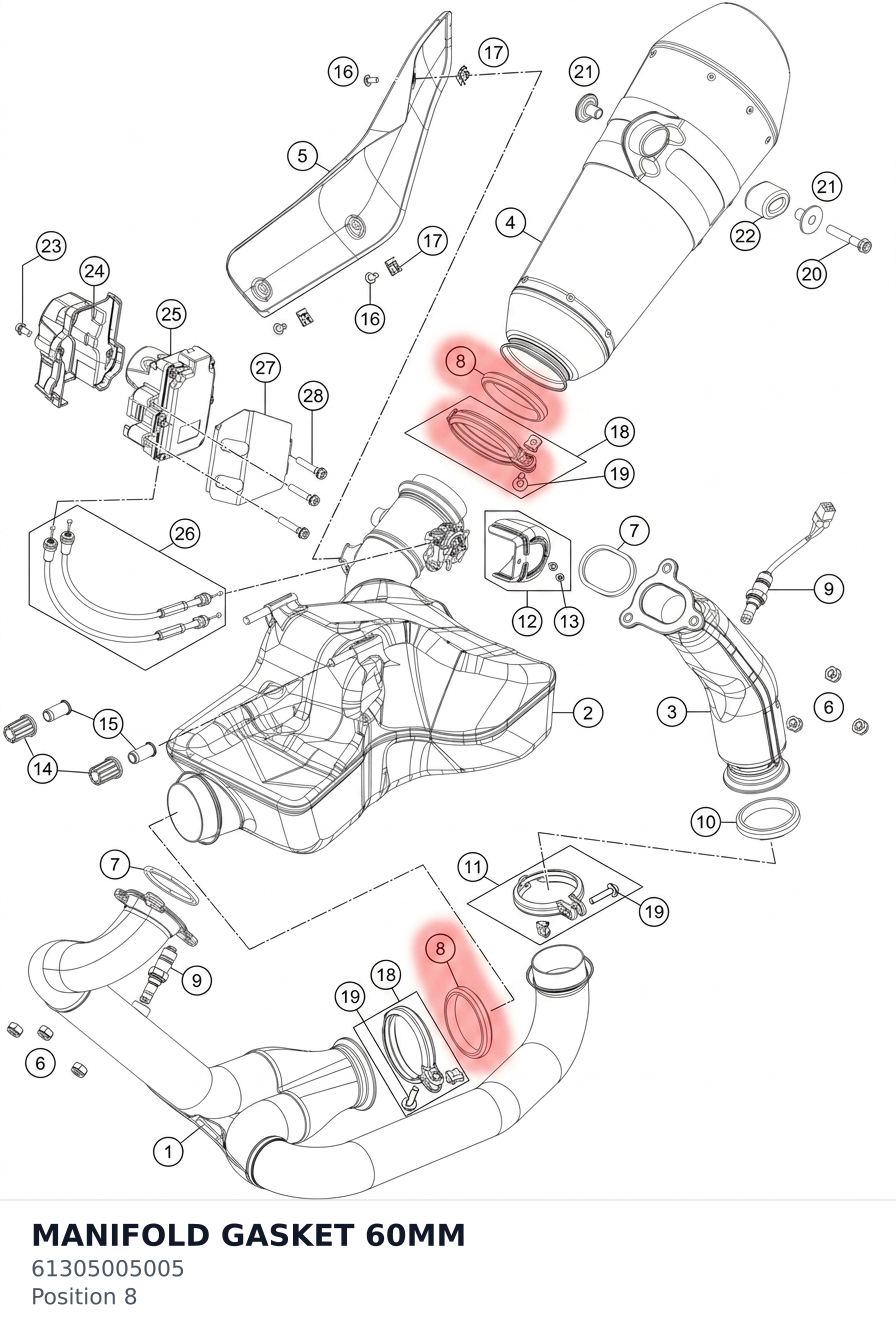 Diagram preview: MANIFOLD GASKET 60MM (61305005005)
