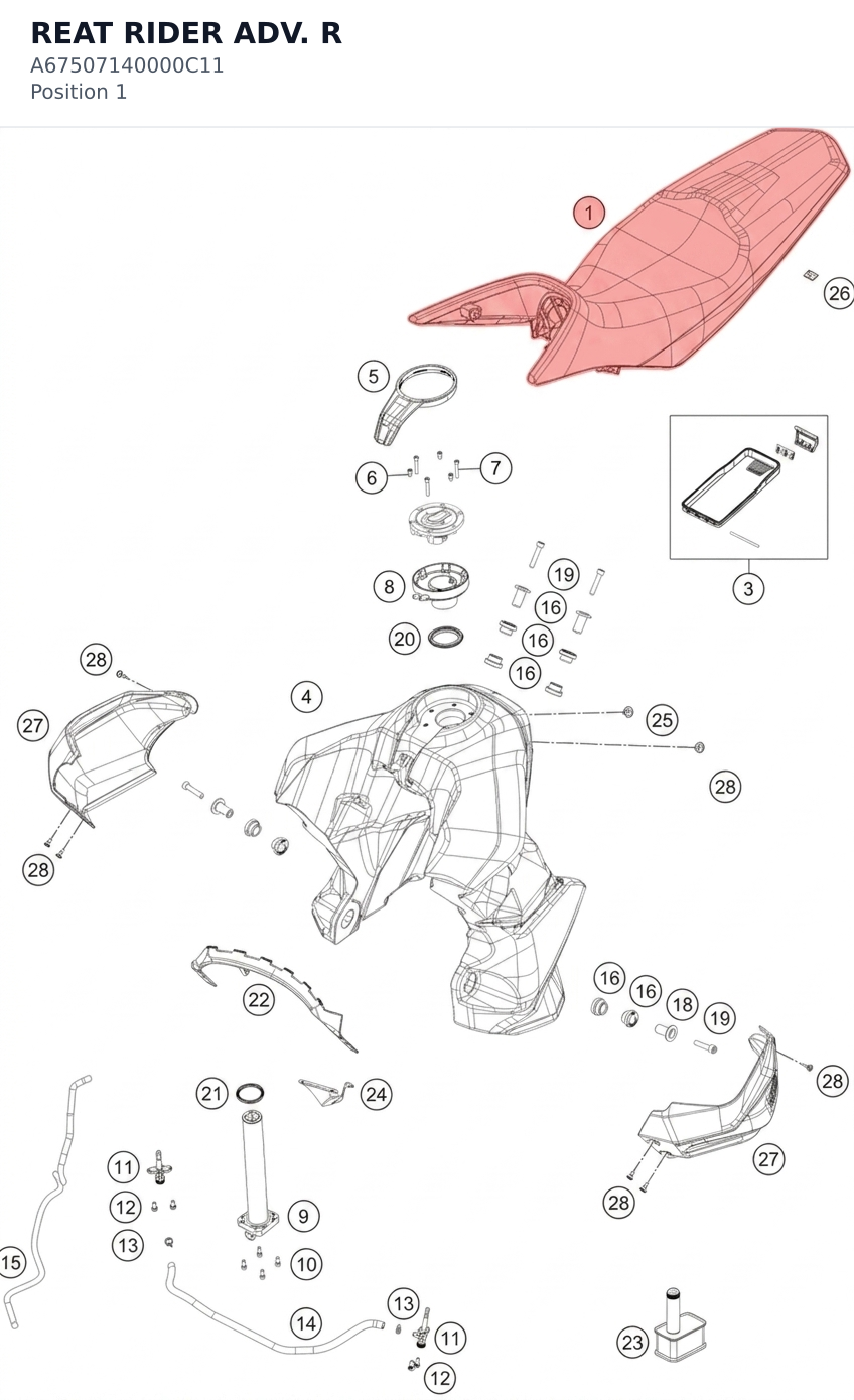 Diagram preview: REAT RIDER ADV. R (A67507140000C11)