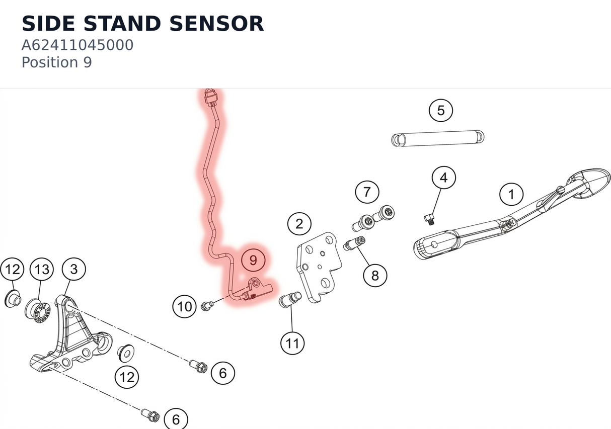 Diagram preview: SIDE STAND SENSOR (A62411045000)