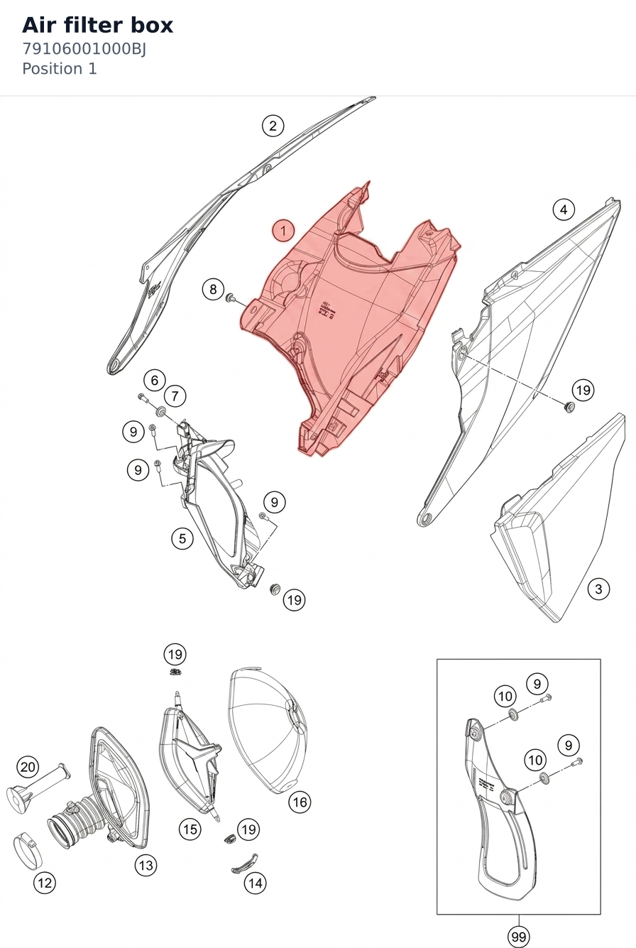 Diagram preview: Air filter box (79106001000BJ)