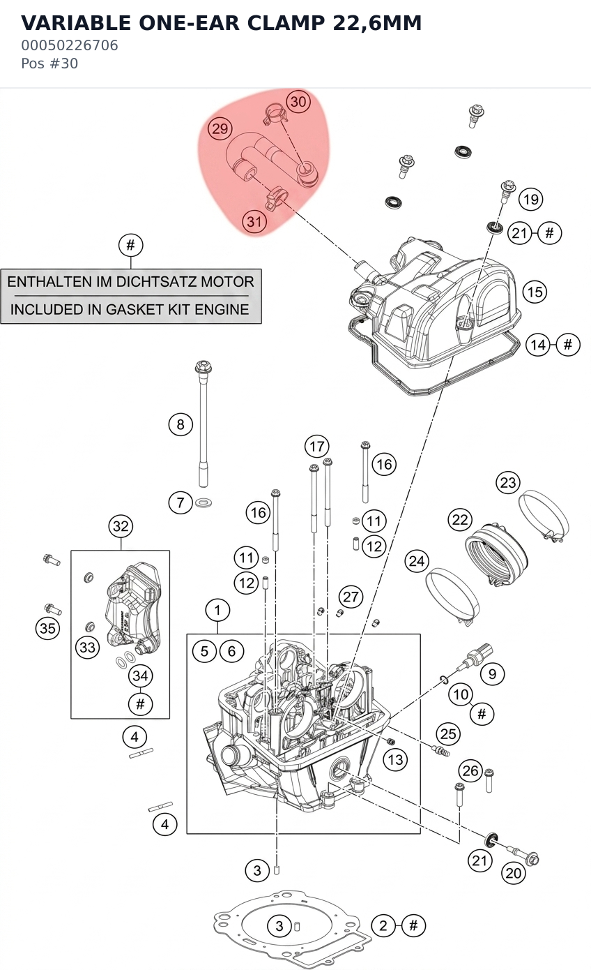 Diagram preview: VARIABLE ONE-EAR CLAMP 22,6MM (00050226706)