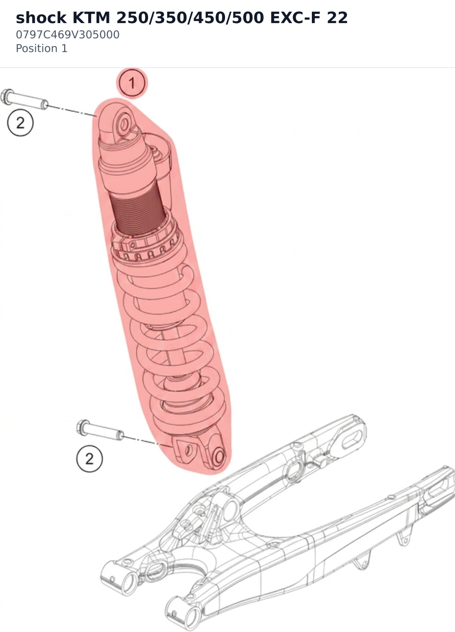 Diagram preview: shock KTM 250/350/450/500 EXC-F 22 (0797C469V305000)