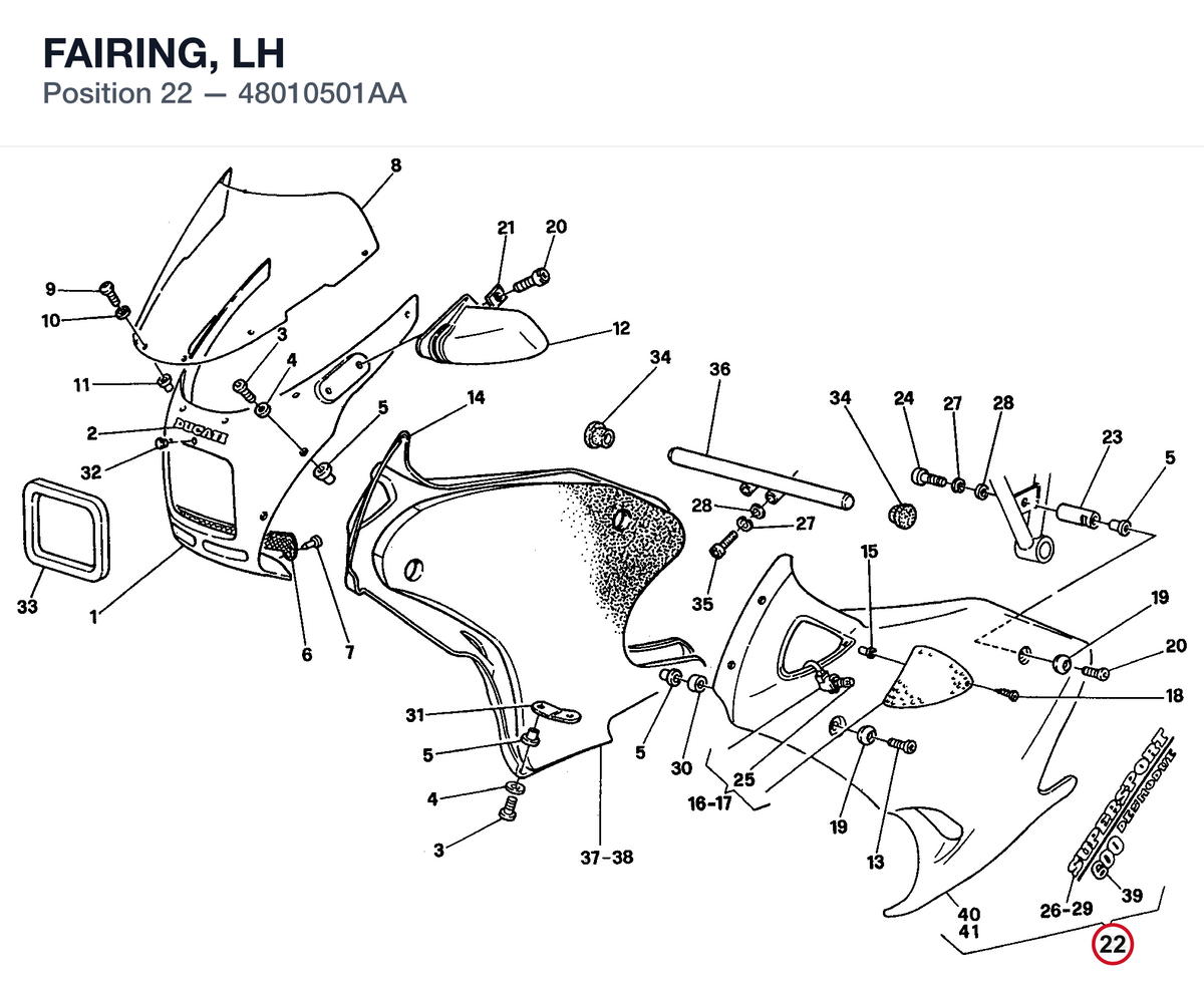 FAIRING, LH 48010501AA diagram position