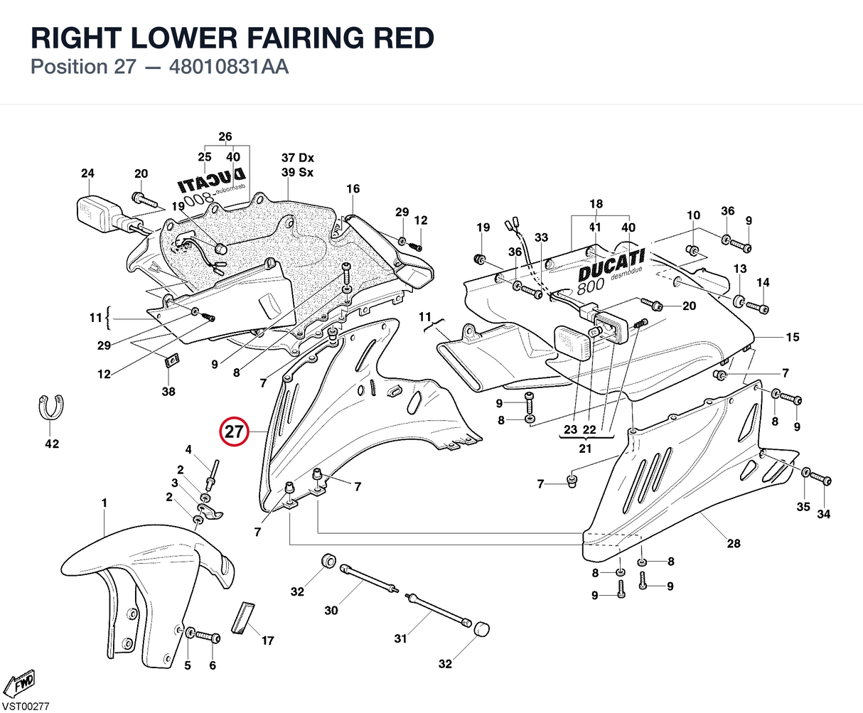 RIGHT LOWER FAIRING RED