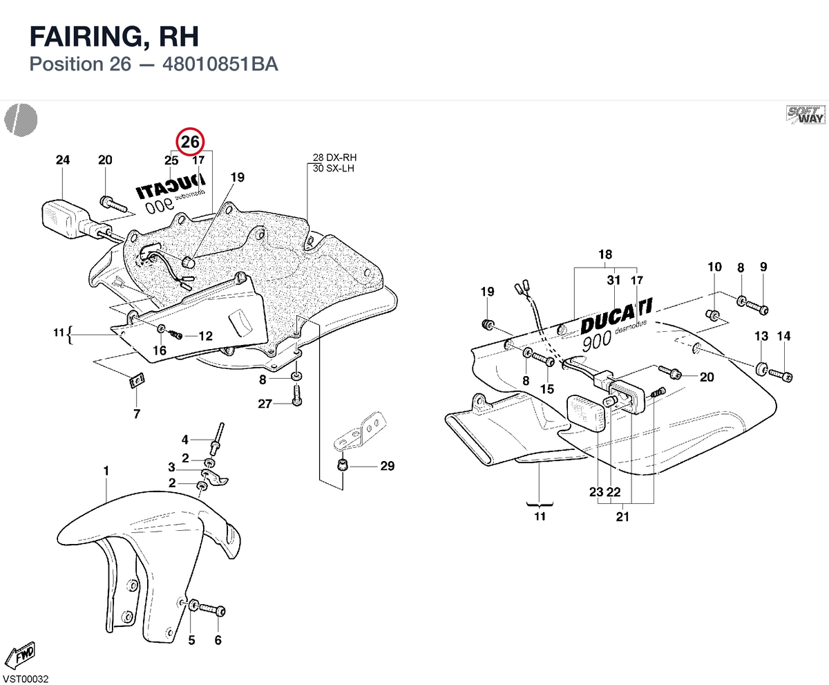 FAIRING, RH 48010851BA diagram position