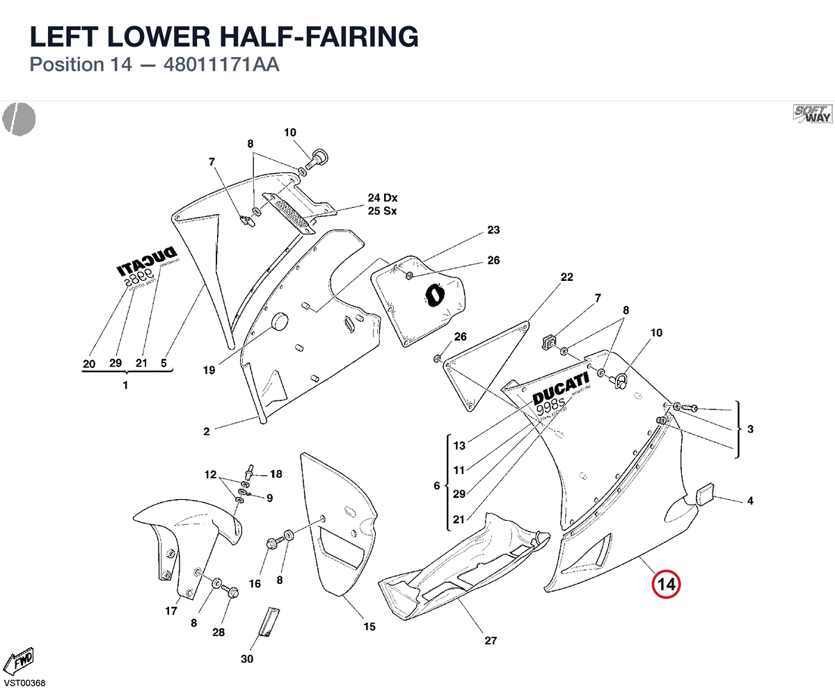 LEFT LOWER HALF-FAIRING 48011171AA diagram position