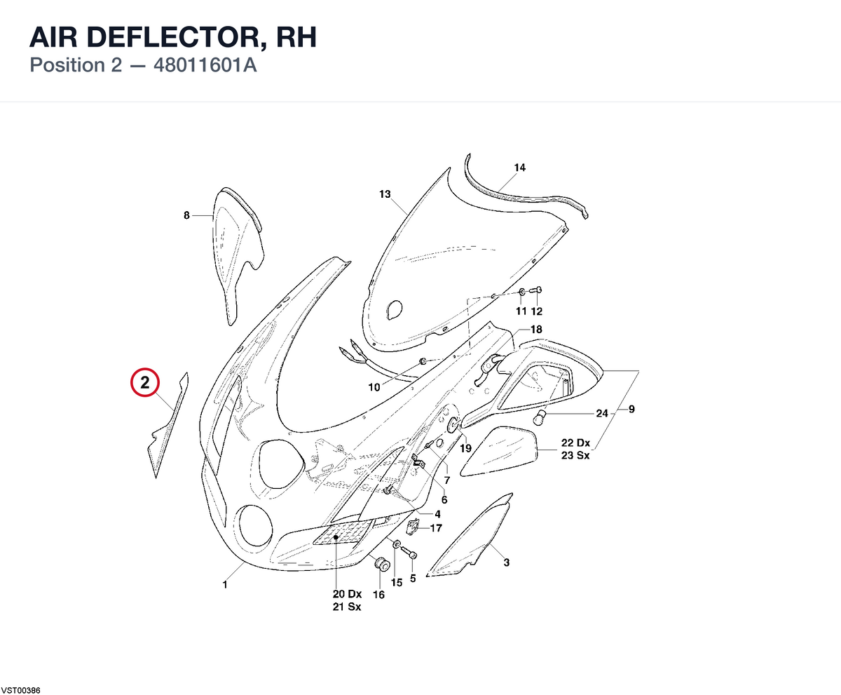 AIR DEFLECTOR, RH 48011601A diagram position
