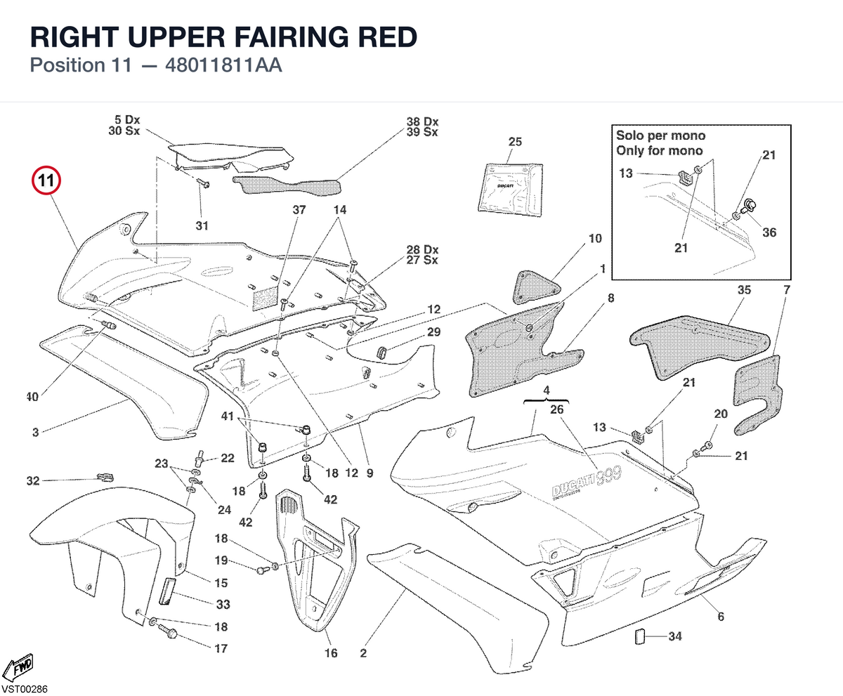 RIGHT UPPER FAIRING RED