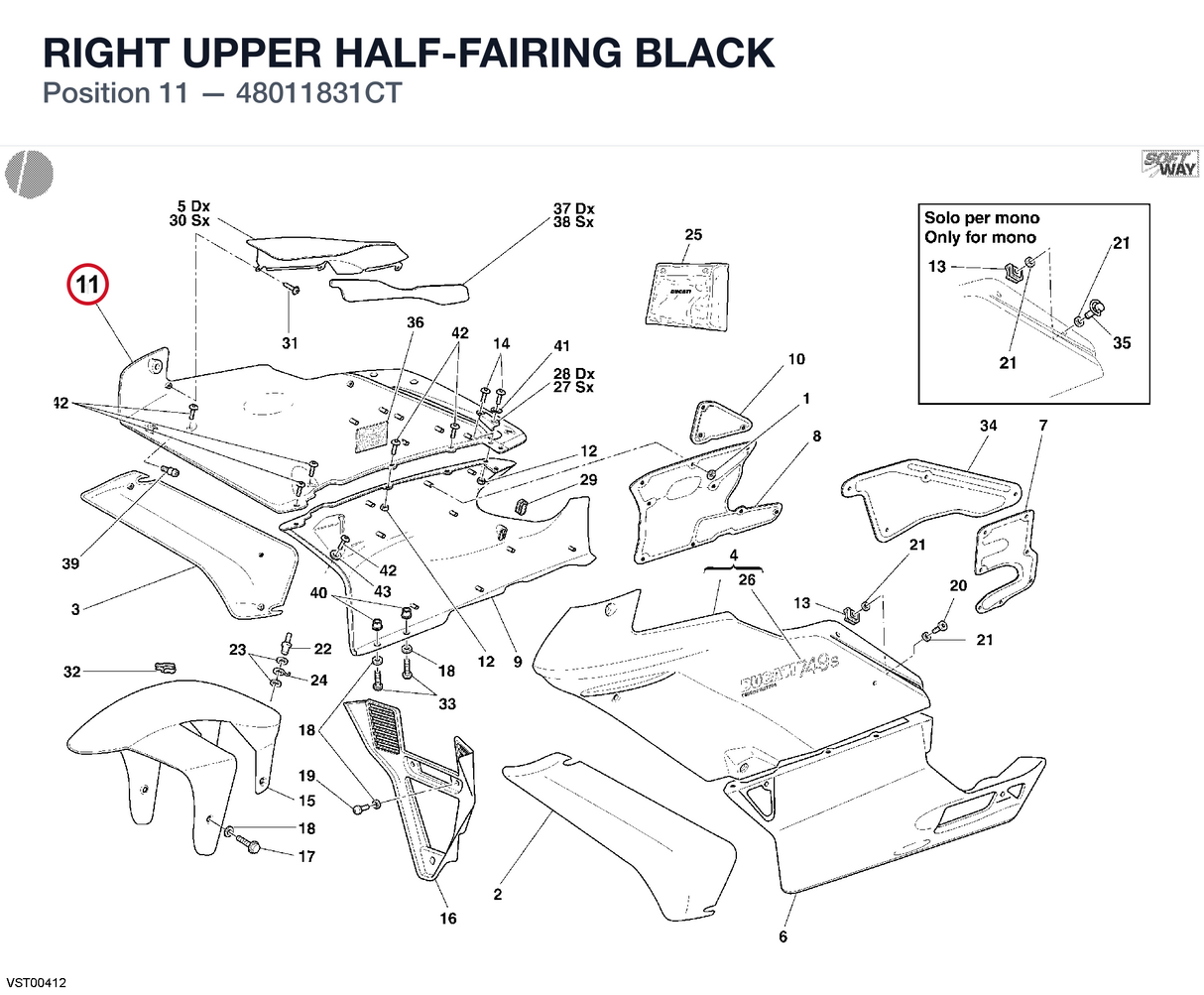 RIGHT UPPER HALF-FAIRING BLACK