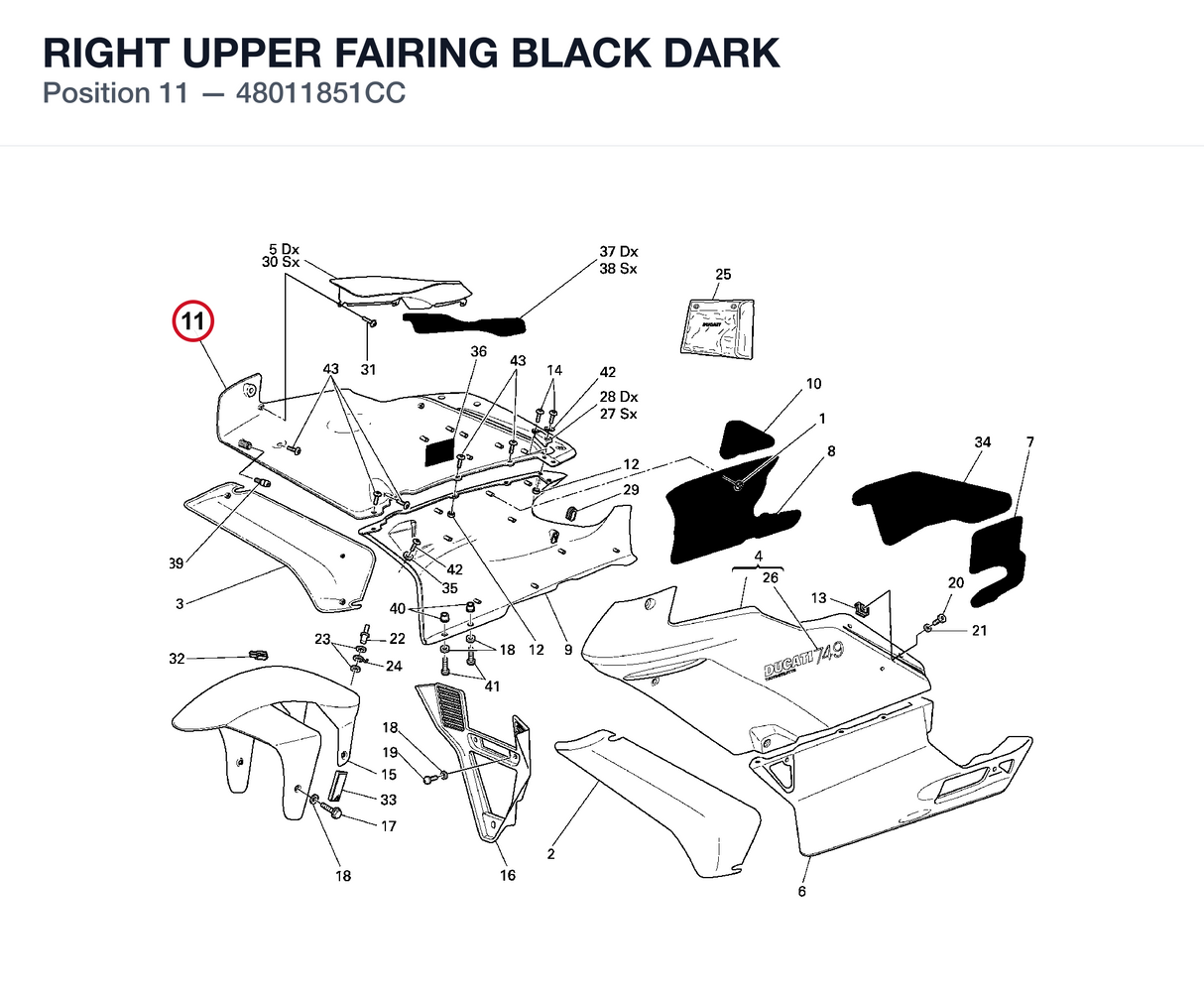RIGHT UPPER FAIRING BLACK DARK
