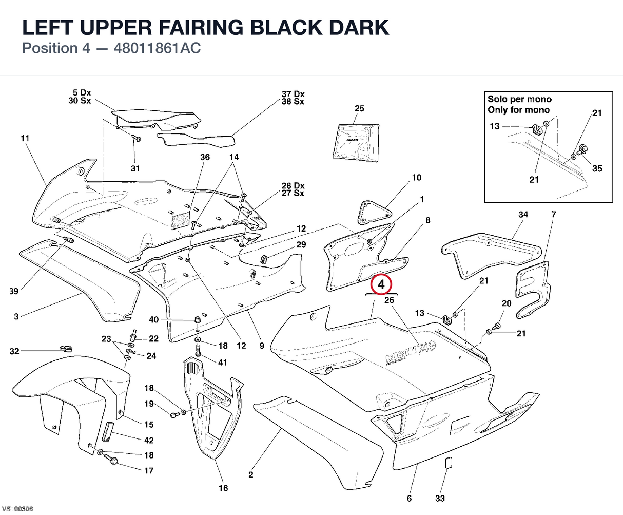 LEFT UPPER FAIRING BLACK DARK