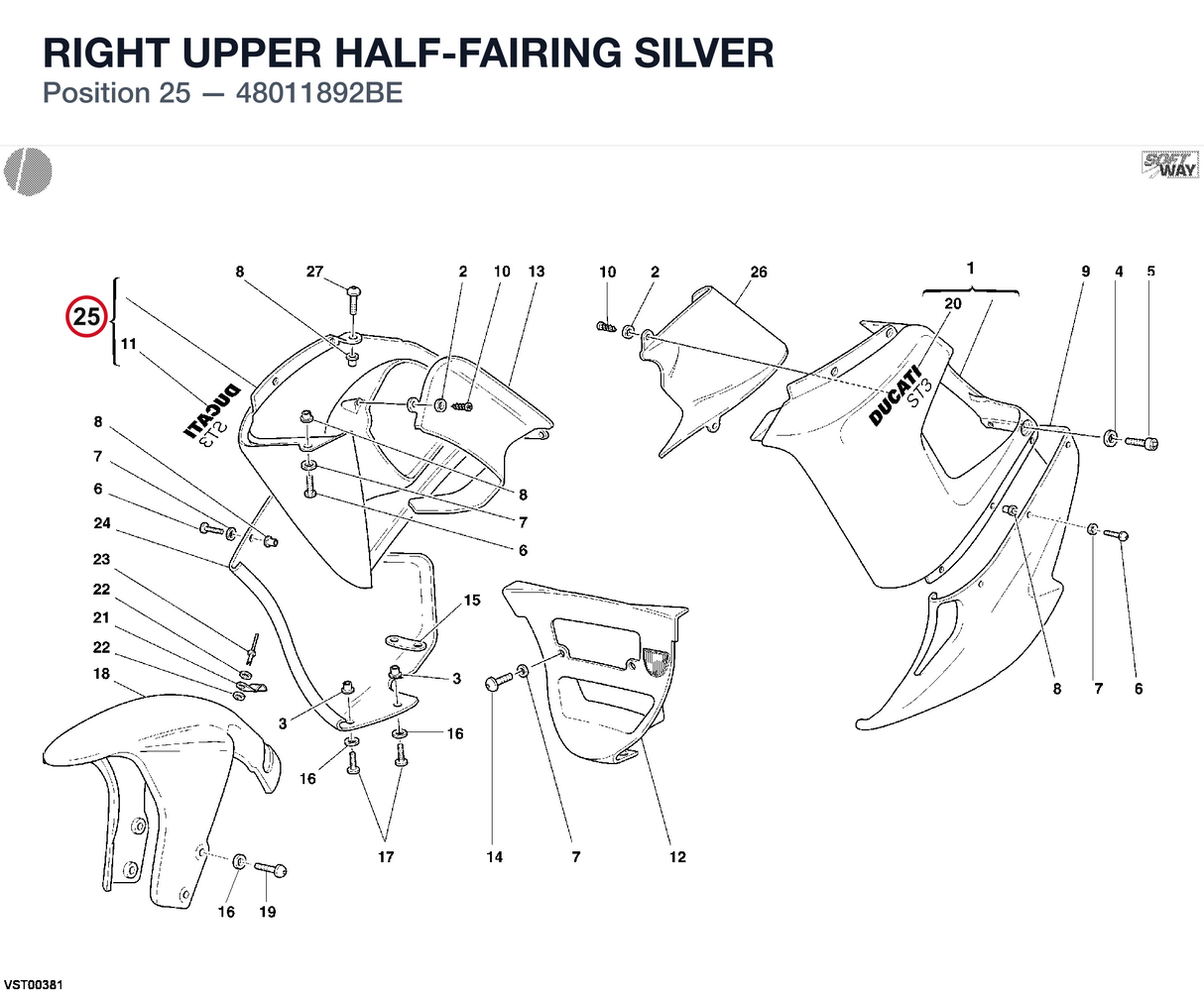 RIGHT UPPER HALF-FAIRING SILVER