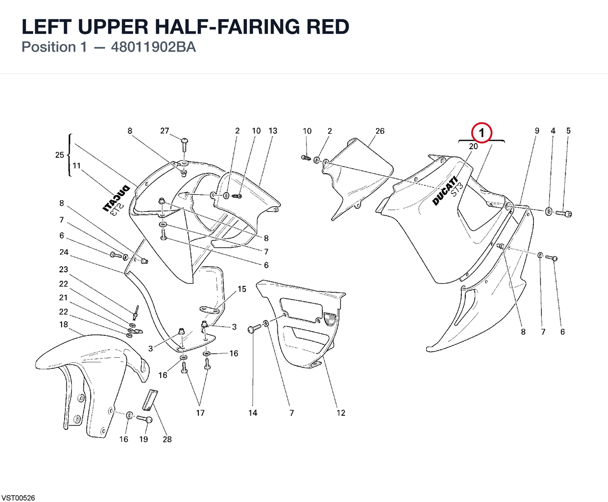 LEFT UPPER HALF-FAIRING RED