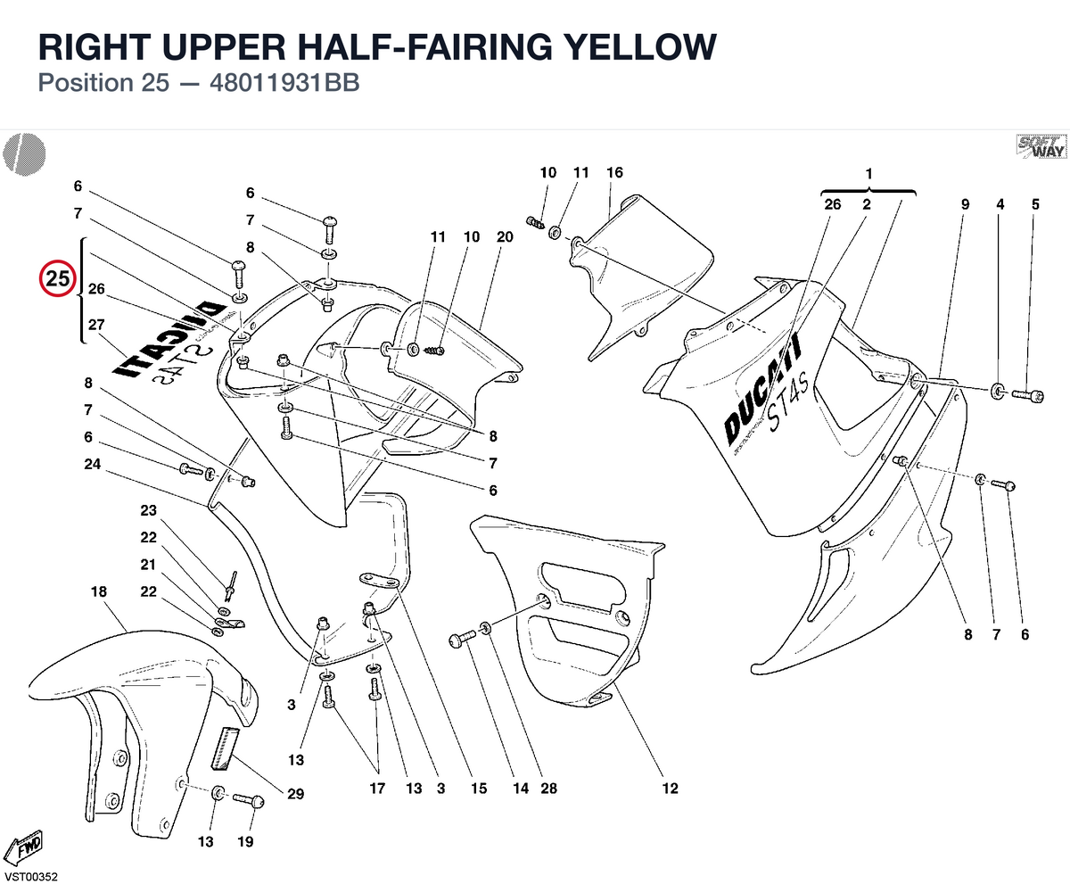 RIGHT UPPER HALF-FAIRING YELLOW