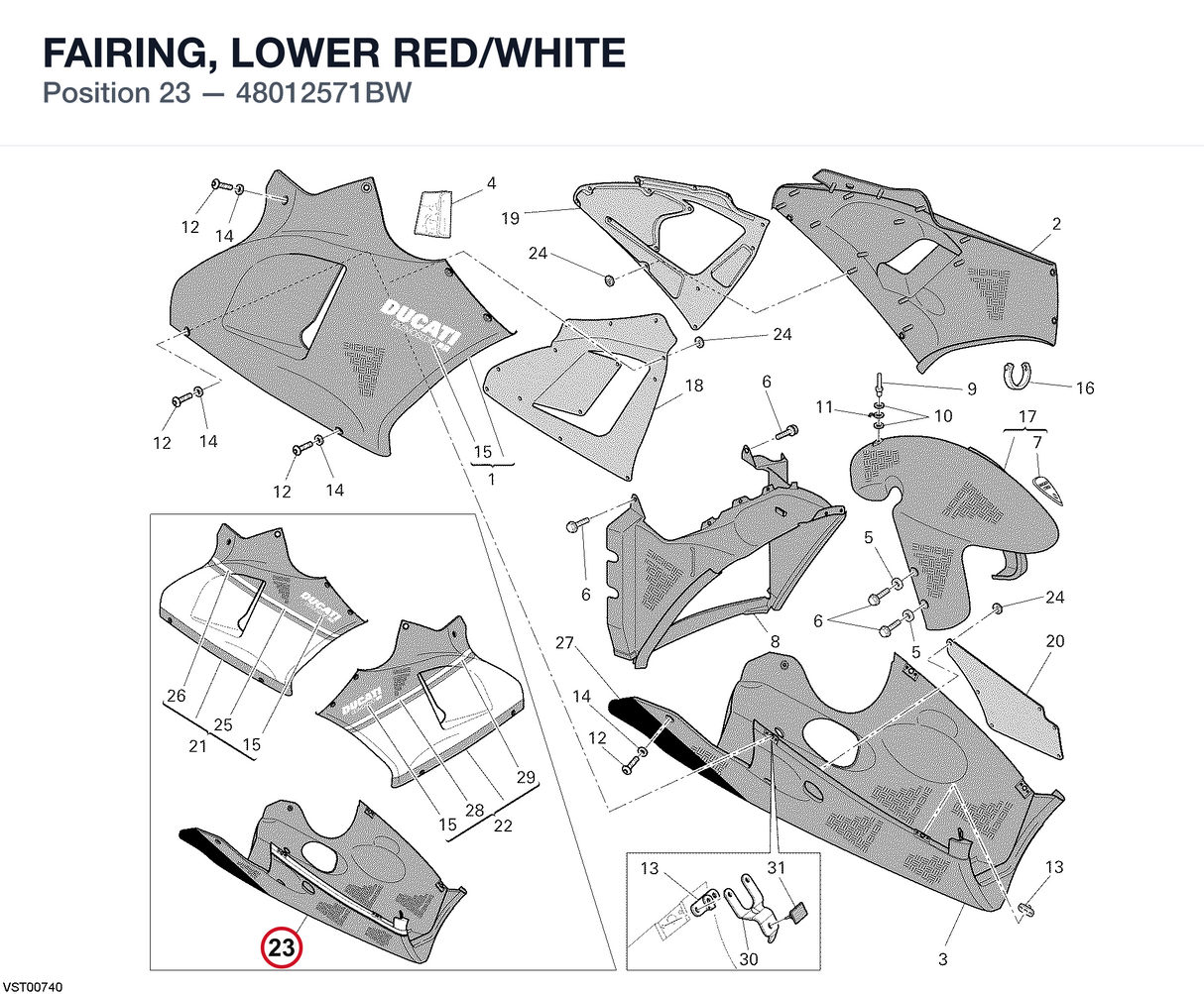 FAIRING, LOWER RED/WHITE