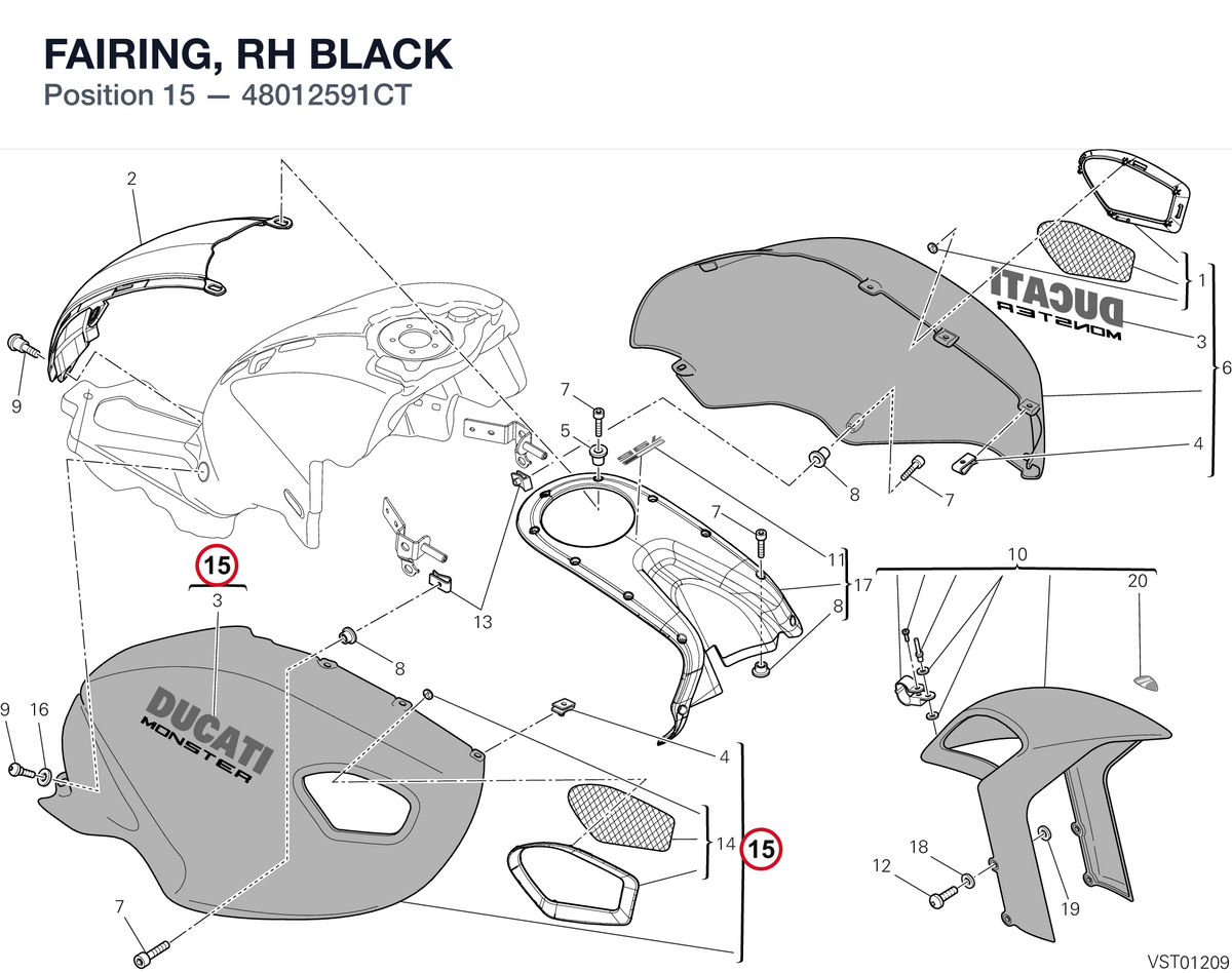 FAIRING, RH BLACK 48012591CT diagram position