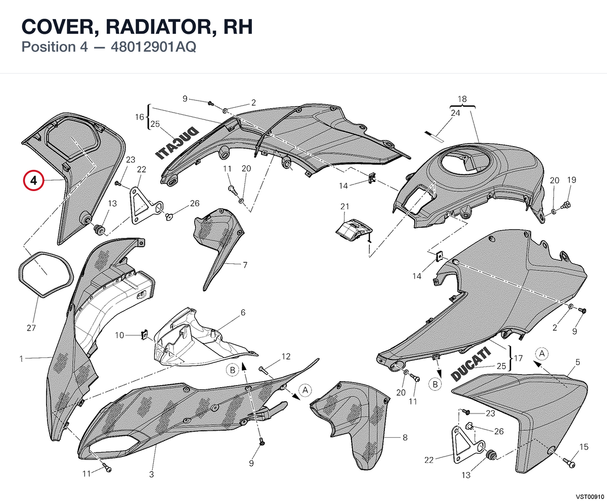 COVER, RADIATOR, RH 48012901AQ diagram position