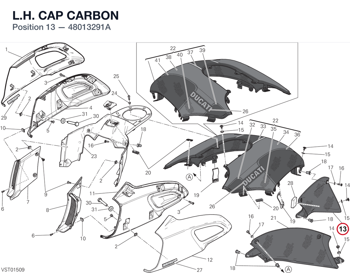 L.H. CAP CARBON 48013291A diagram position