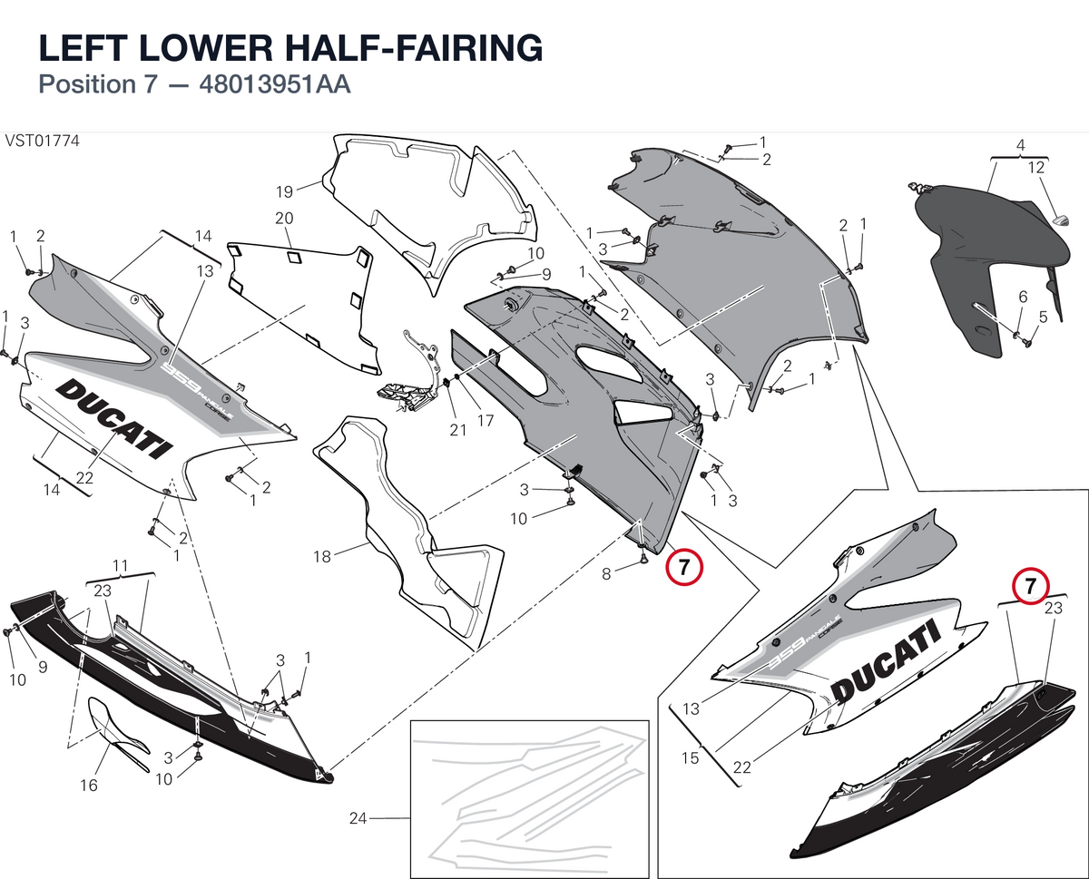 LEFT LOWER HALF-FAIRING 48013951AA diagram position