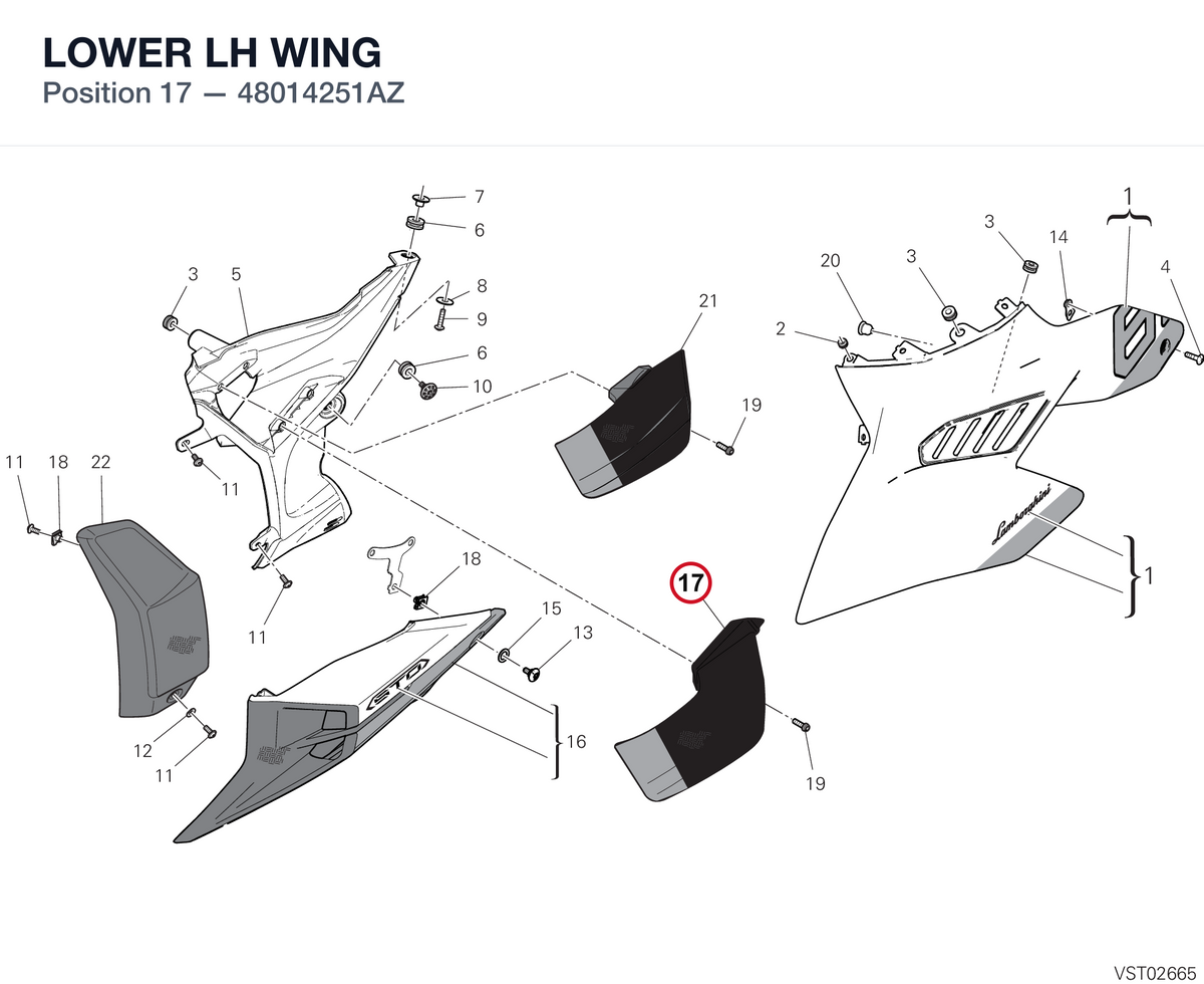 LOWER LH WING 48014251AZ diagram position