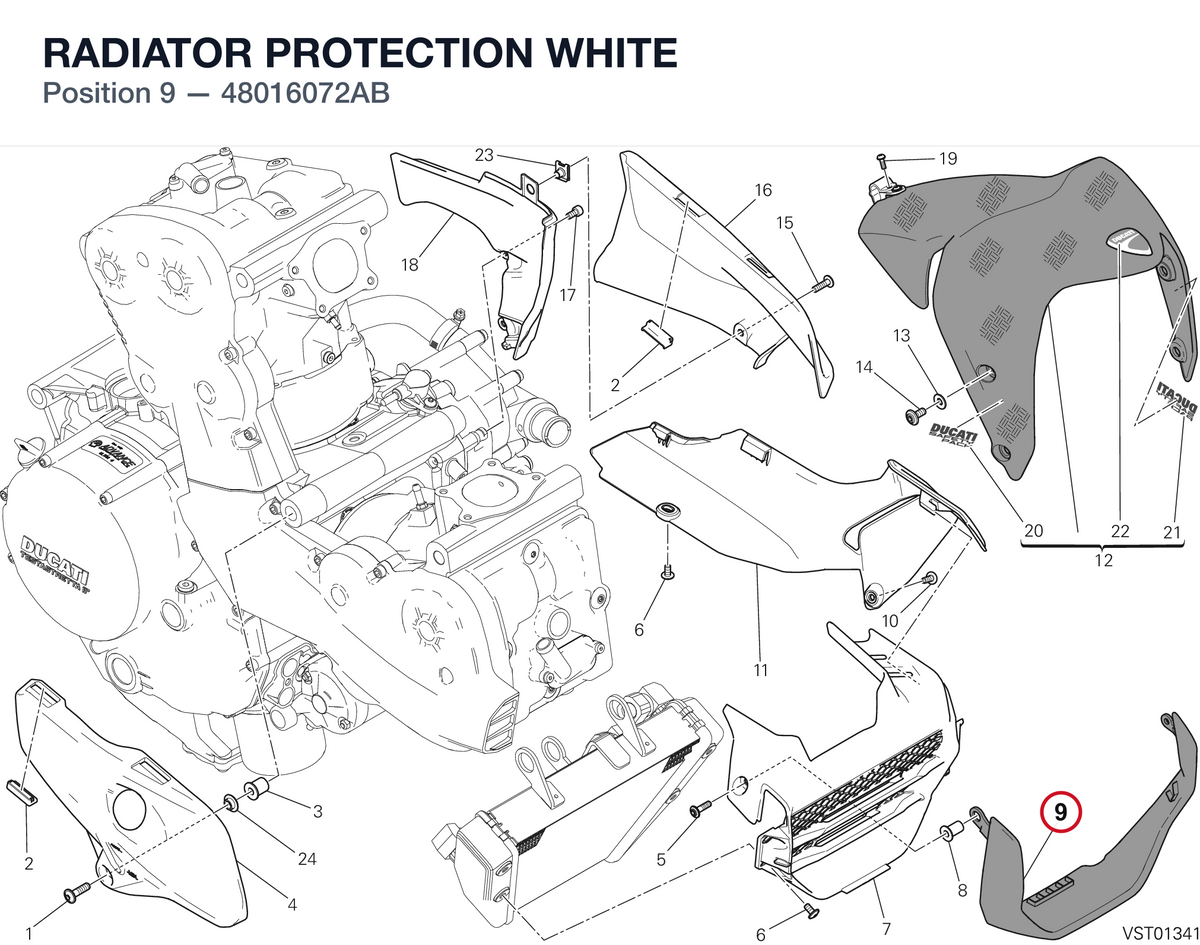 RADIATOR PROTECTION WHITE 48016072AB diagram position