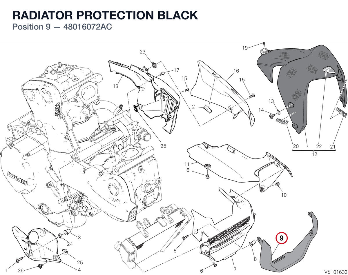 RADIATOR PROTECTION BLACK 48016072AC diagram position