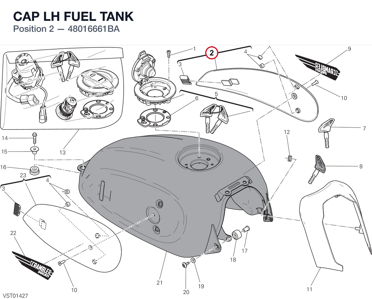 CAP LH FUEL TANK 48016661BA diagram position