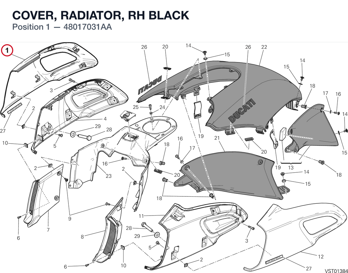 COVER, RADIATOR, RH BLACK 48017031AA diagram position