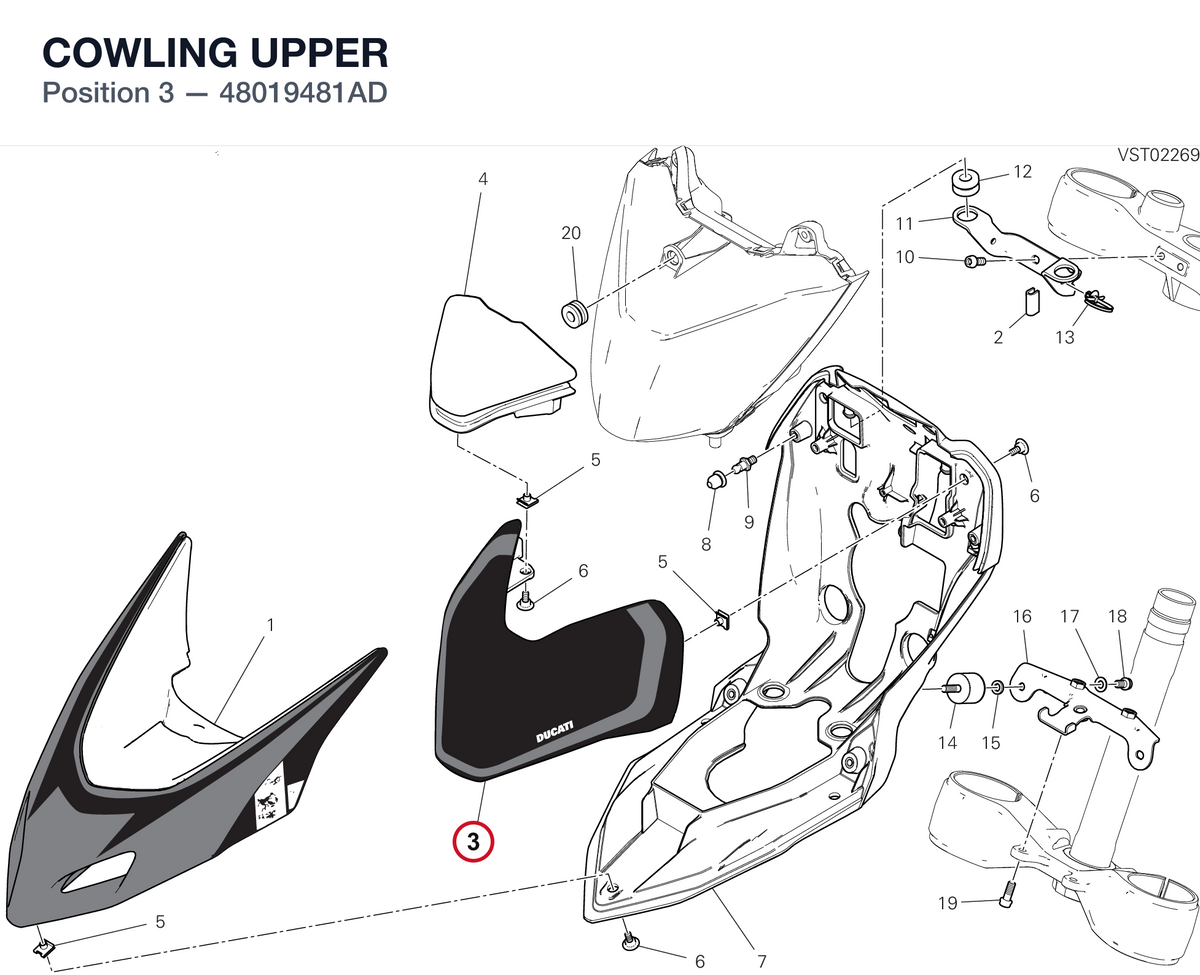 COWLING UPPER 48019481AD diagram position
