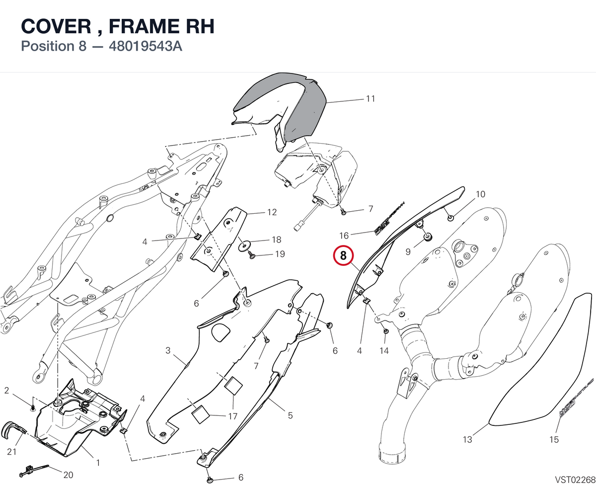 COVER , FRAME RH 48019543A diagram position