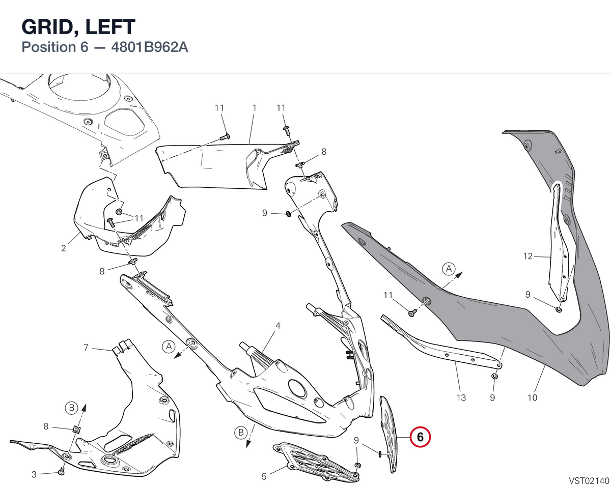 GRID, LEFT 4801B962A diagram position