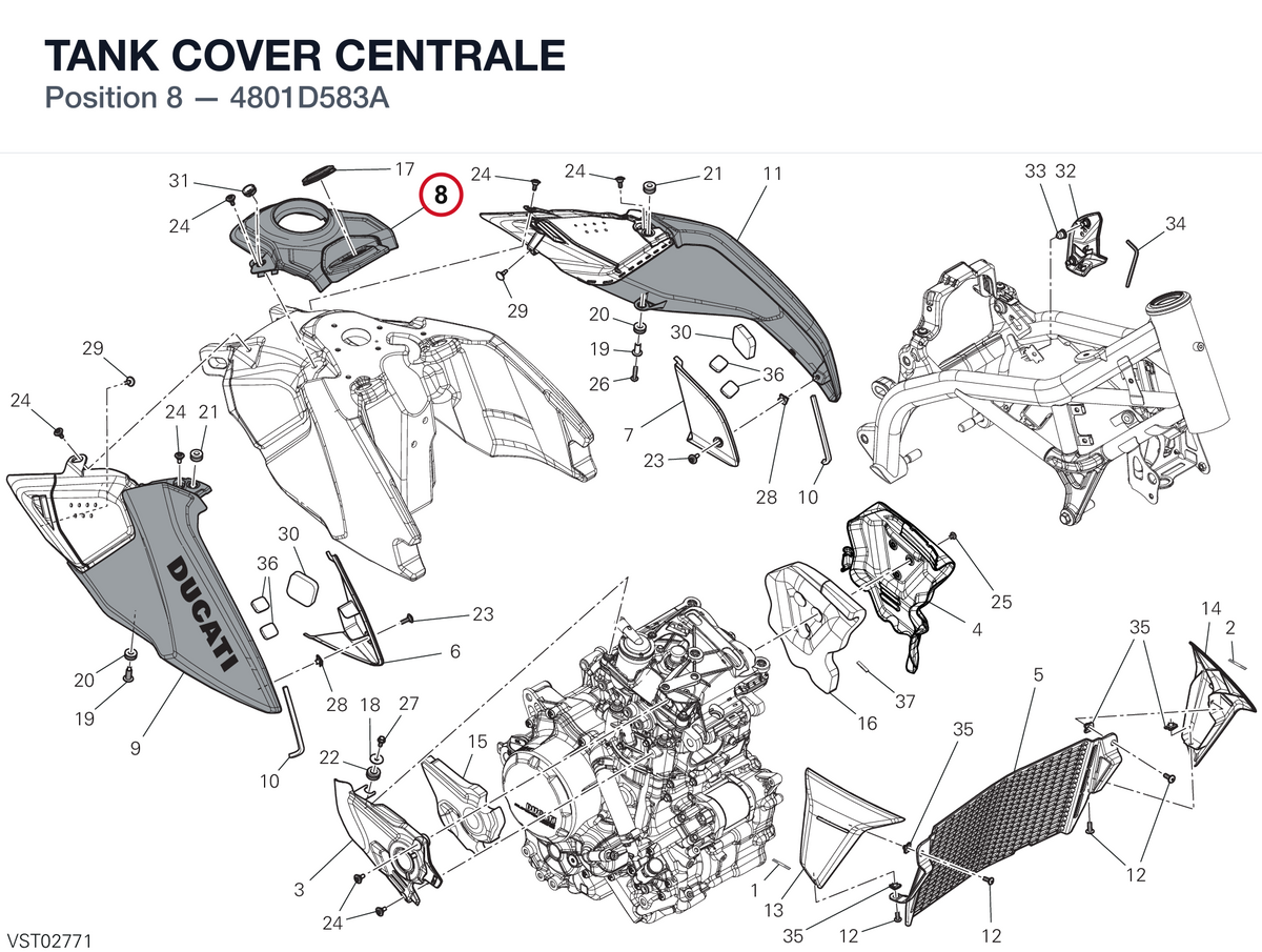 TANK COVER CENTRALE 4801D583A diagram position