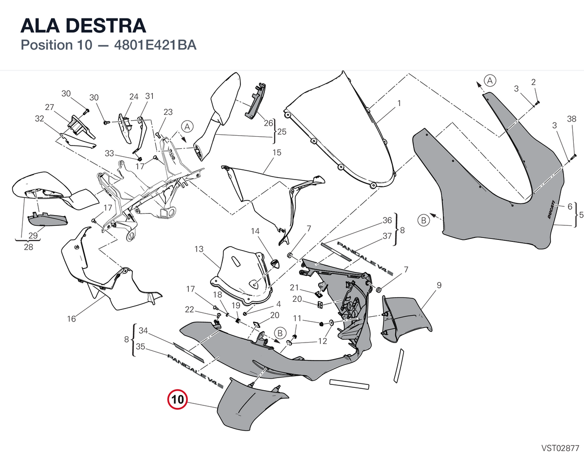 ALA DESTRA 4801E421BA diagram position