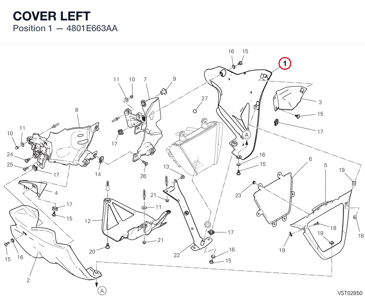 COVER LEFT 4801E663AA diagram position