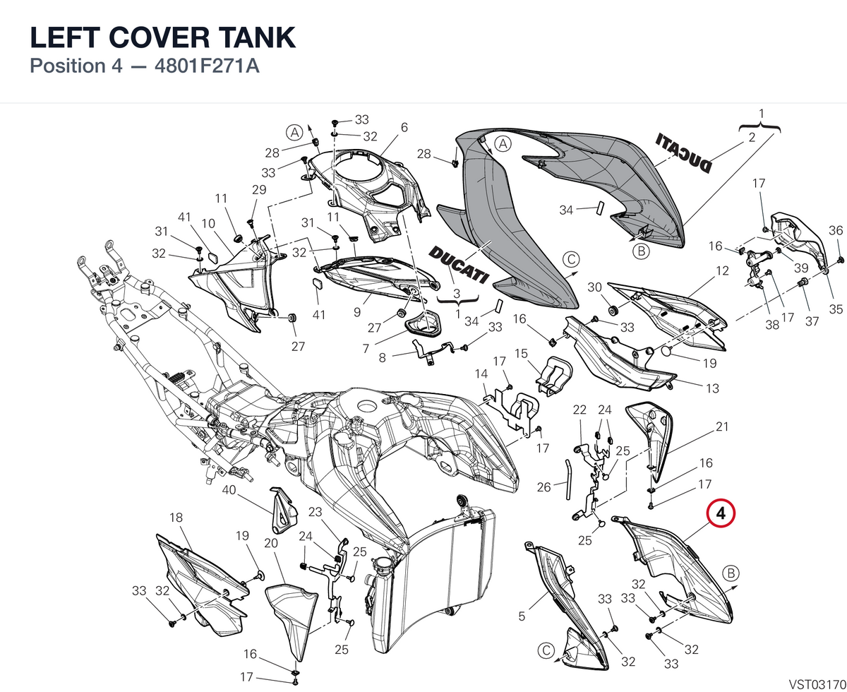 LEFT COVER TANK 4801F271A diagram position