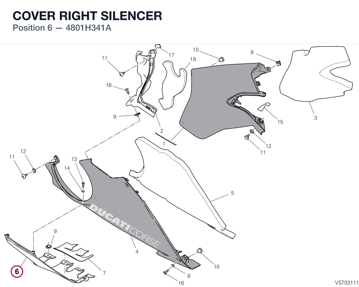 COVER RIGHT SILENCER 4801H341A diagram position