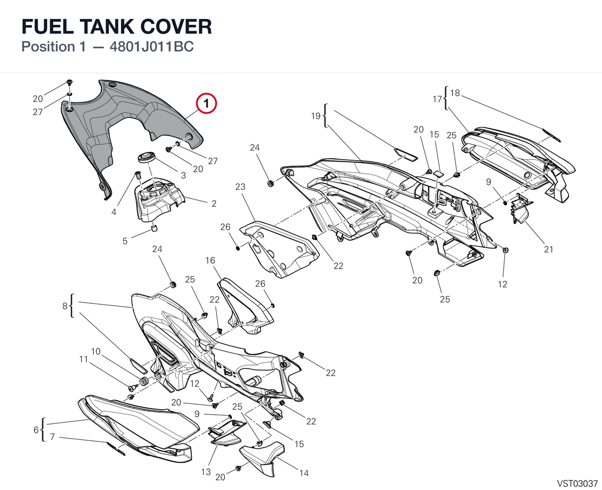 FUEL TANK COVER 4801J011BC diagram position