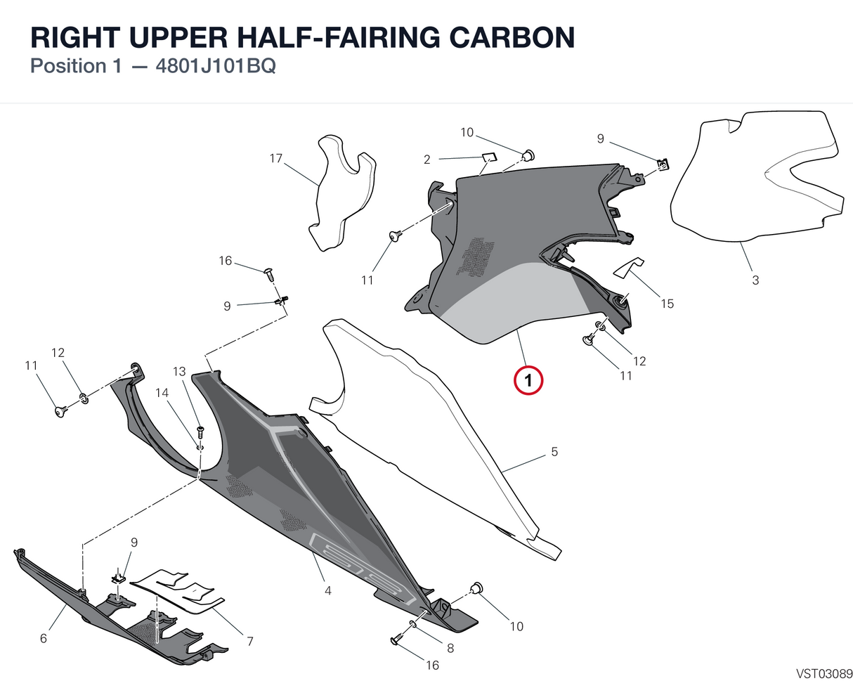 RIGHT UPPER HALF-FAIRING CARBON