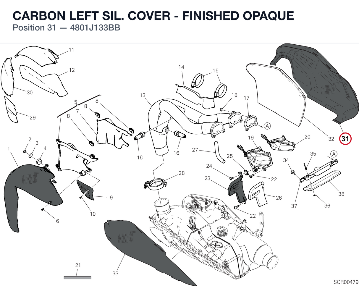 CARBON LEFT SIL. COVER - FINISHED OPAQUE