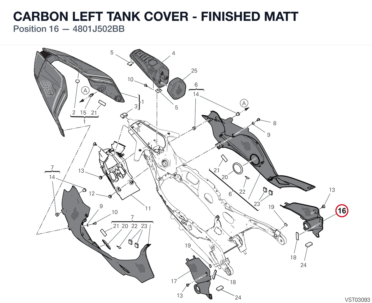 CARBON LEFT TANK COVER - FINISHED MATT