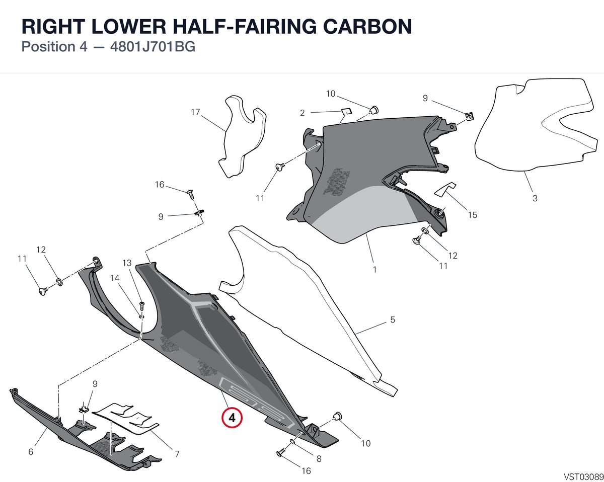 RIGHT LOWER HALF-FAIRING CARBON