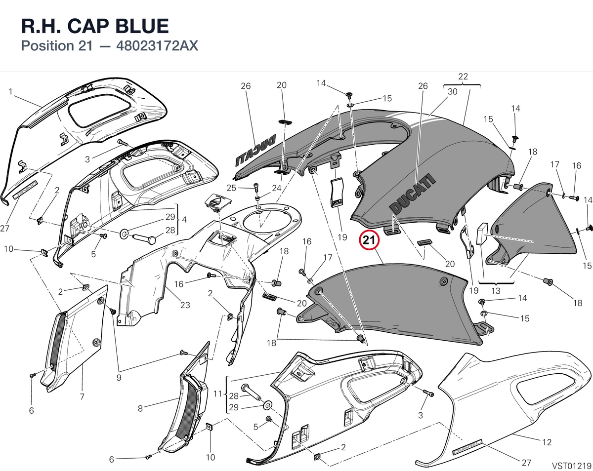 R.H. CAP BLUE 48023172AX diagram position