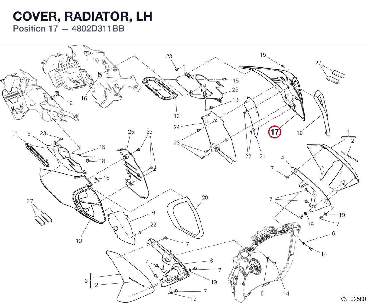 COVER, RADIATOR, LH 4802D311BB diagram position