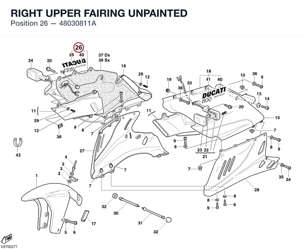 RIGHT UPPER FAIRING UNPAINTED