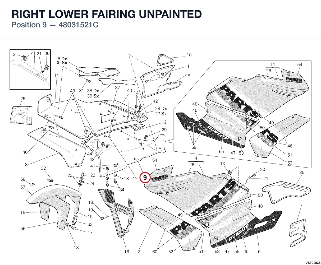 RIGHT LOWER FAIRING UNPAINTED