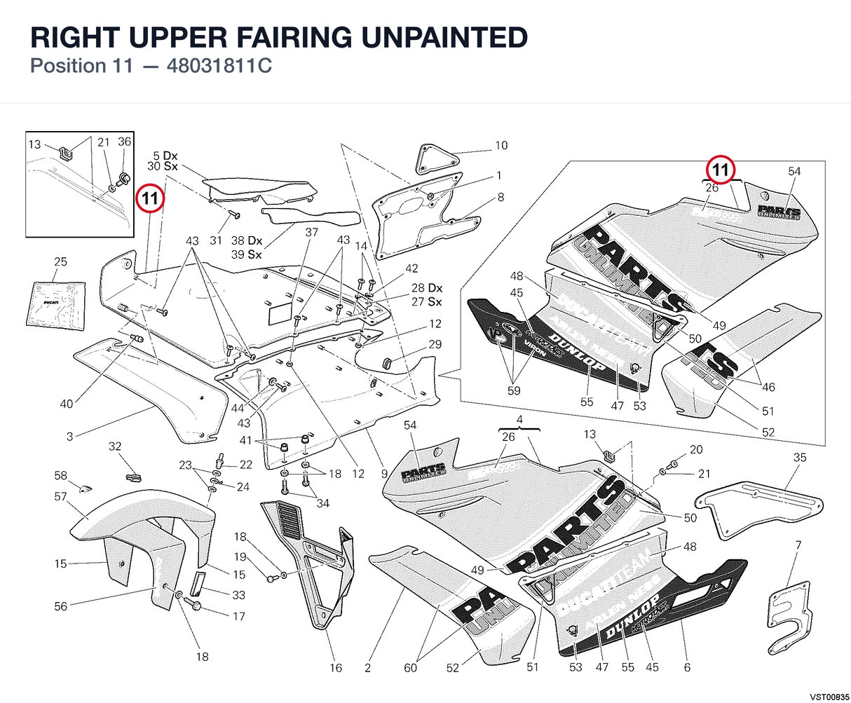 RIGHT UPPER FAIRING UNPAINTED