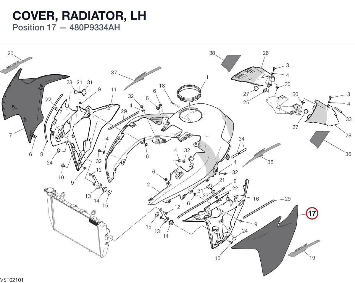 COVER, RADIATOR, LH 480P9334AH diagram position