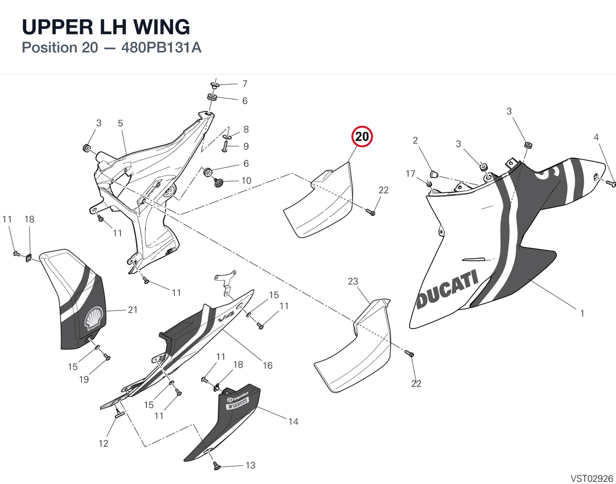 UPPER LH WING 480PB131A diagram position