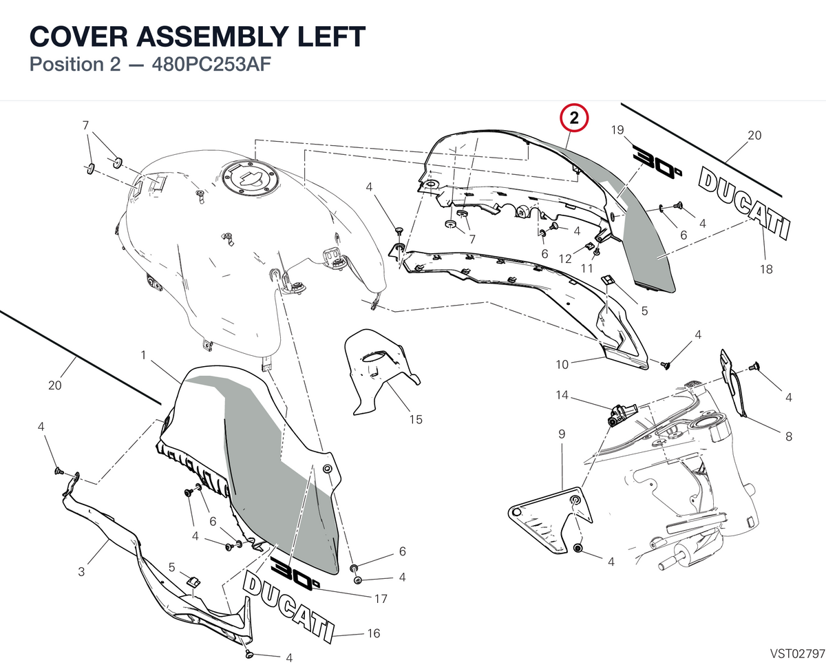 COVER ASSEMBLY LEFT 480PC253AF diagram position